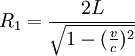  R_1=\frac {2L}{\sqrt{1-(\frac {v} {c})^2}}