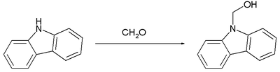 Reacción del carbazol con formaldehído para producir carbazol-9-il-metanol