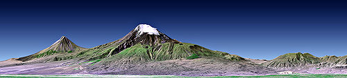 El Gran Ararat (en el centro) y el monte Sis (a su izquierda) (Landsat, NASA)