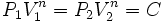 P_1V_1^n=P_2V_2^n=C