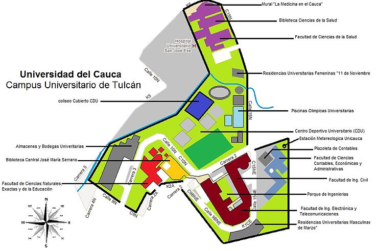 Esquema del Campus Universitario de Tulcán - Universidad del Cauca