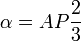 \alpha = A P \frac{2}{3}