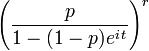 \left(\frac{p}{1-(1-p) e^{i\,t}}\right)^r \!