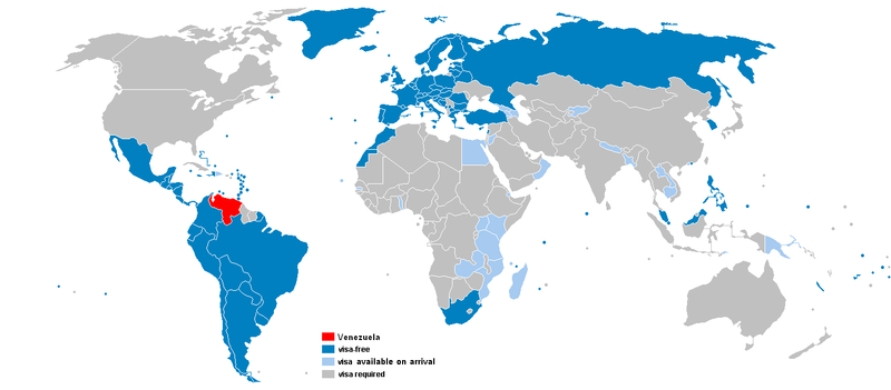 Mapa de los visados de Venezuela