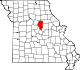 Mapa de Misuri con la ubicación del condado de Boone