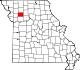 Mapa de Misuri con la ubicación del condado de Caldwell