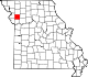 Mapa de Misuri con la ubicación del condado de Clinton