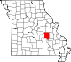 Mapa de Misuri con la ubicación del condado de Crawford