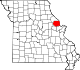 Mapa de Misuri con la ubicación del condado de Lincoln
