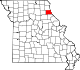 Mapa de Misuri con la ubicación del condado de Marion