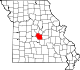 Mapa de Misuri con la ubicación del condado de Miller