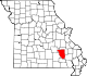 Mapa de Misuri con la ubicación del condado de Reynolds