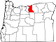 Mapa de Oregón con la ubicación del condado de Gilliam