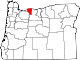 Mapa de Oregón con la ubicación del condado de Hood River