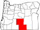 Mapa de Oregón con la ubicación del condado de Lake