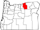 Mapa de Oregón con la ubicación del condado de Morrow