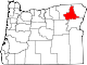 Mapa de Oregón con la ubicación del condado de Union