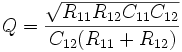 Q=\frac{\sqrt{R_{11}R_{12}C_{11}C_{12}}}{C_{12}(R_{11}+R_{12})}