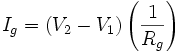 I_g=(V_2-V_1)\left(\frac{1}{R_g}\right)
