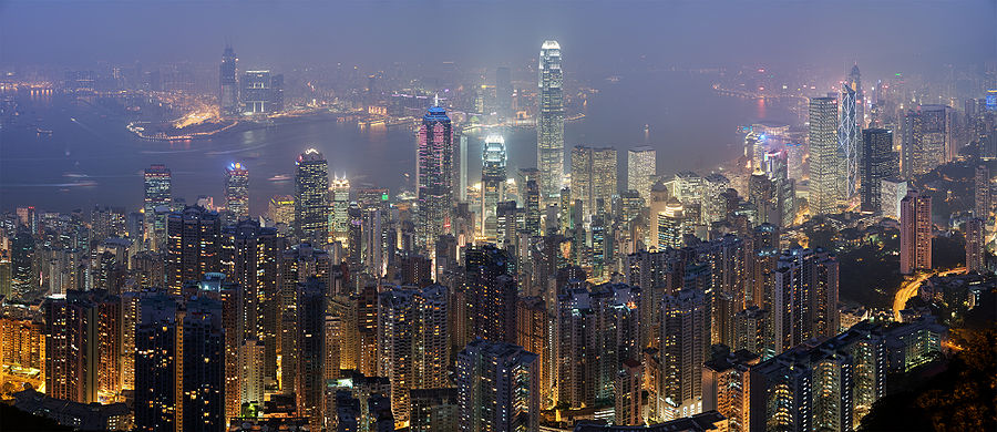 Vista del distrito Central de Hong Kong, desde la Cumbre Victoria