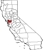 Mapa de California con la ubicación del condado de Contra Costa