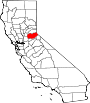 Mapa de California con la ubicación del condado de El Dorado