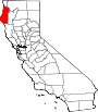 Mapa de California con la ubicación del condado de Humboldt