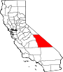 Mapa de California con la ubicación del condado de Inyo