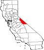 Mapa de California con la ubicación del condado de Mono