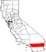 Mapa de California con la ubicación del condado de Riverside