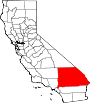 Mapa de California con la ubicación del condado de San Bernardino
