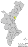 Localización de Albalat de Taronchers respecto a la Comunidad Valenciana