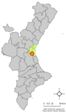 Localización de Alcácer respecto a la Comunidad Valenciana