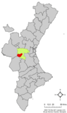 Localización de Yátova respecto a la Comunidad Valenciana