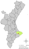 Localización de Benigembla respecto a la Comunidad Valenciana