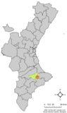 Localización de Benimasot respecto a la Comunidad Valenciana