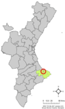 Localización de Benimeli respecto a la Comunidad Valenciana