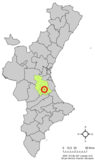 Localización de Benimuslem respecto al País Valenciano