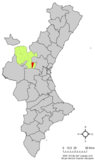 Localización de Bugarra respecto a la Comunidad Valenciana