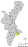 Localización de Callosa de Ensarriá respecto a la Comunidad Valenciana