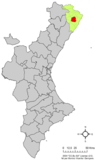 Localización de Cervera del Maestrat respecto a la Comunidad Valenciana