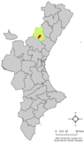 Localización de Cirat respecto a la Comunidad Valenciana