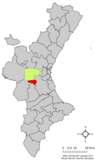 Localización de Dos Aguas respecto a la Comunidad Valenciana