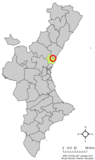 Localización de Faura respecto al País Valenciano