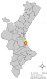 Localización de Fortaleny en la Comunidad Valenciana