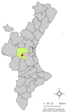 Localización de Macastre respecto a la Comunidad Valenciana