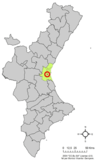 Localización de Paiporta respecto al País Valenciano