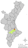 Localización de Quatretonda respecto a la Comunidad Valenciana