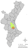 Localización de San Juan de Énova en la Comunidad Valenciana