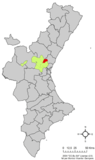 Localización de Serra respecto al País Valenciano